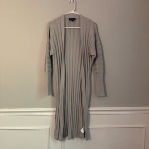 Express Y2K Light Gray Ribbed Cardigan (A1-17)‎